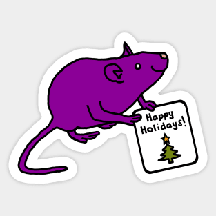 Cute Christmas Rat says Happy Holidays Sticker